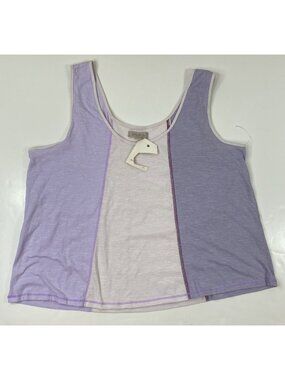 Wonderly Womens Colorblock Purple White Tank Top Size XL
